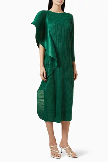 Serene Asymmetrical Ruffled Midi Dress