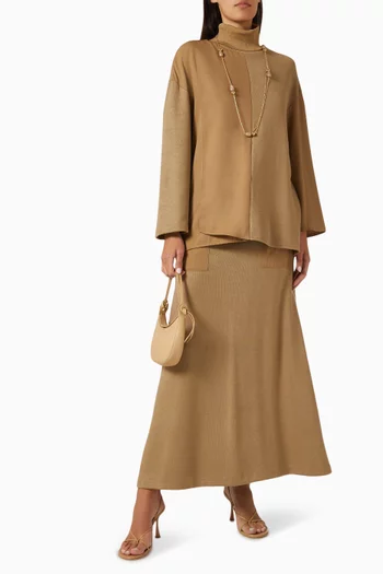 Drawstring Maxi Skirt in Viscose-blend