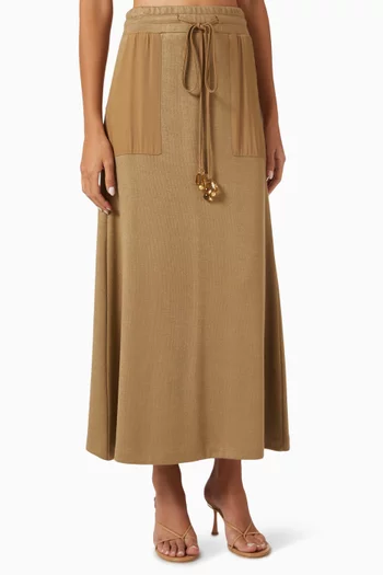 Drawstring Maxi Skirt in Viscose-blend
