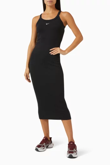Logo Tank Midi Dress in Ribbed-knit