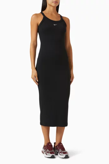 Logo Tank Midi Dress in Ribbed-knit