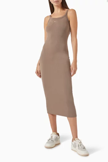 Logo Tank Midi Dress in Ribbed-knit