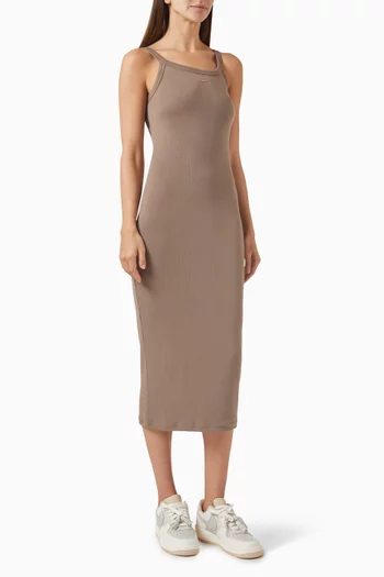 Logo Tank Midi Dress in Ribbed-knit