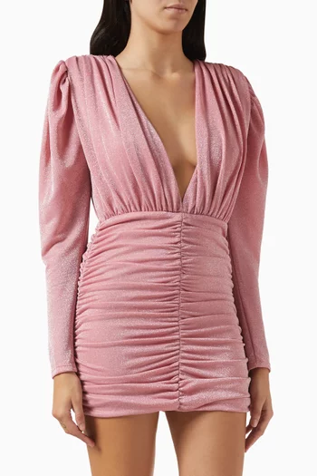 Aries Draped Mini Dress in Glitter-fabric