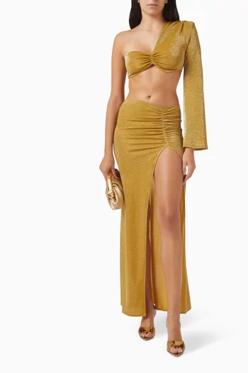 Sirius Glitter One-shoulder Crop Top
