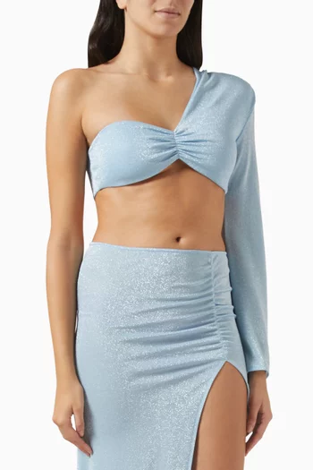 Sirius Glitter One-shoulder Crop Top