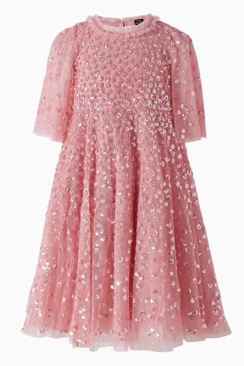 Leila Embellished Dot Flared Dress