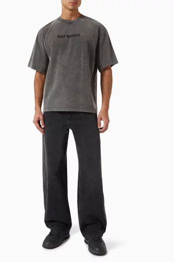 تي شيرت بلون باهت قطن جيرسيه عضوي