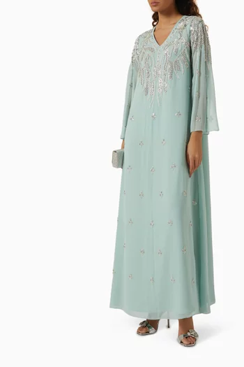 Floral-sequin Kaftan in Crepe