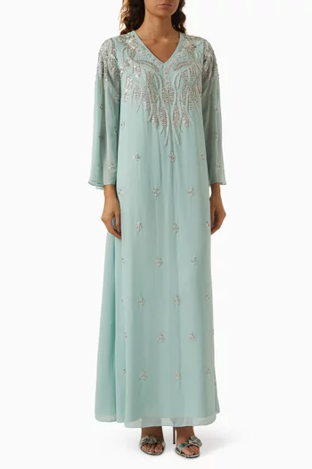 Floral-sequin Kaftan in Crepe