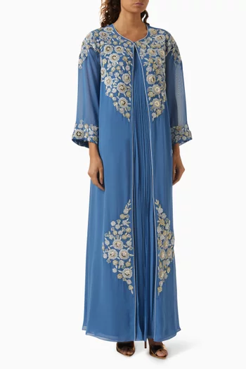 Floral-embroidery Cape Set in Crepe