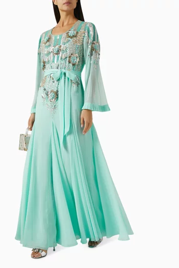 Bead-embellished Belted Kaftan