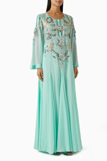 Bead-embellished Belted Kaftan
