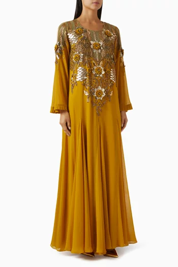 Bead-embellished Belted Kaftan