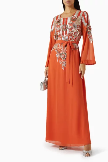Bead-embellished Belted Kaftan