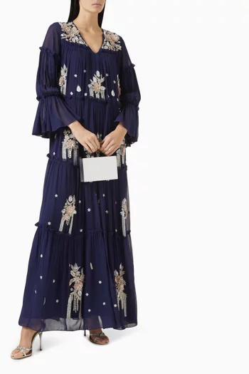 Bead-embellished Tiered Kaftan
