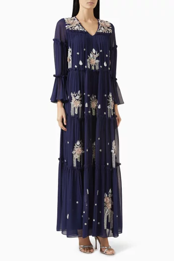 Bead-embellished Tiered Kaftan