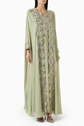 Bead-embellished Kaftan & Dress Set