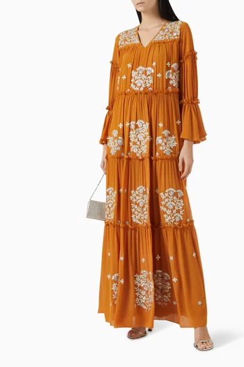 Bead-embellished Tiered Kaftan