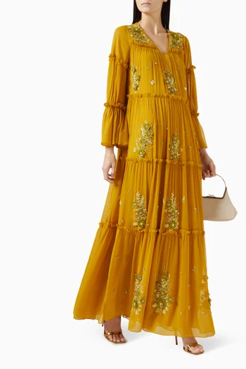Bead-embellished Tiered Kaftan