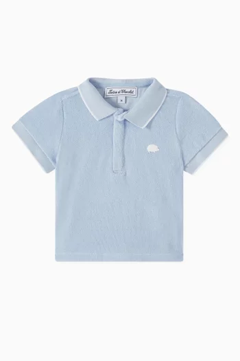 Patch Polo Shirt in Cotton Terry