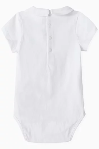 Logo-embroidered Bodysuit in Cotton