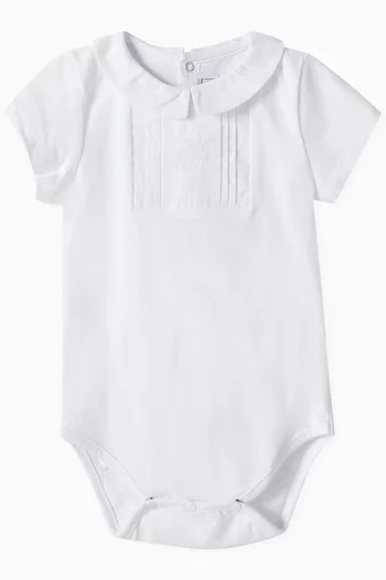 Logo-embroidered Bodysuit in Cotton