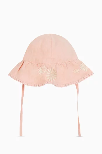 Floral-embroidered Bucket Hat