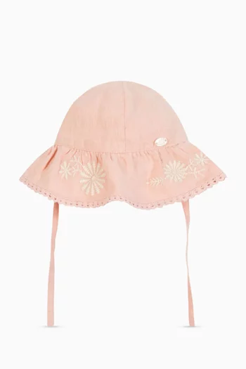 Floral-embroidered Bucket Hat