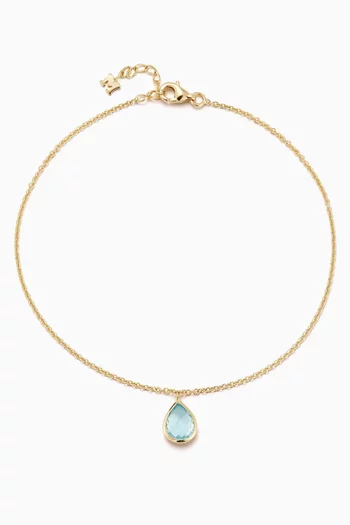 Swiss Topaz Pear Anklet in 14kt Yellow Gold