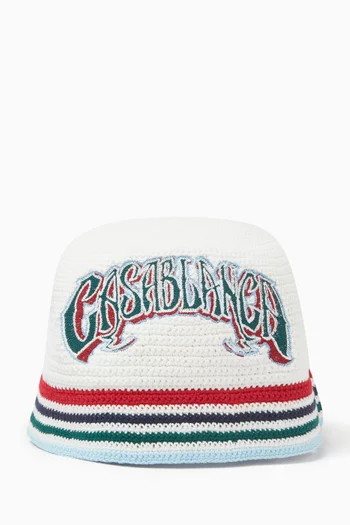 Logo Crochet Bucket Hat in Cotton