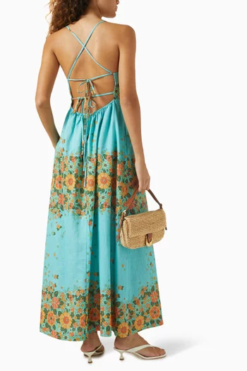 Poseidon Slip Maxi Dress in Cotton & Linen