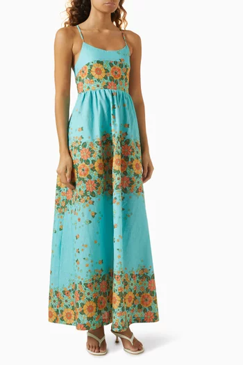 Poseidon Slip Maxi Dress in Cotton & Linen