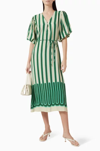 Puff Sleeve Gypsy Midi Dress in Rayon