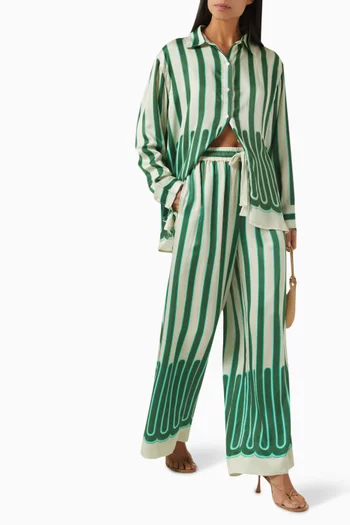 Stripe Wide-leg Pants in Viscose