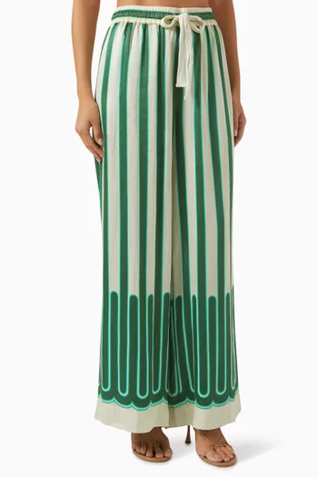 Stripe Wide-leg Pants in Viscose