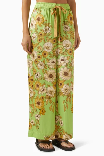 Vesta Printed Wide-leg Pants in Satin
