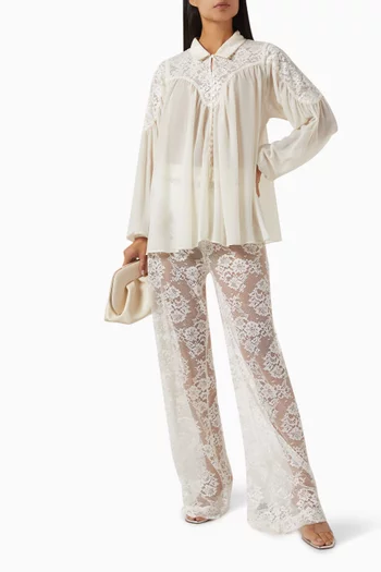 Sheer High-waist Pants in Lace