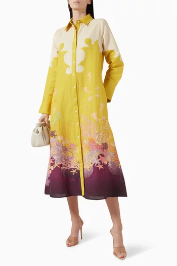 Neptune Midi Dress in Cotton & Linen