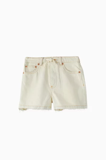 Worn-effect Shorts in Cotton-denim