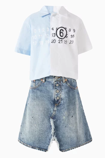 Logo Print Button Down Shirt in Cotton