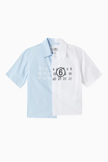 Logo Print Button Down Shirt in Cotton