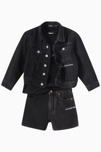 Two-tone Shorts in Cotton-denim