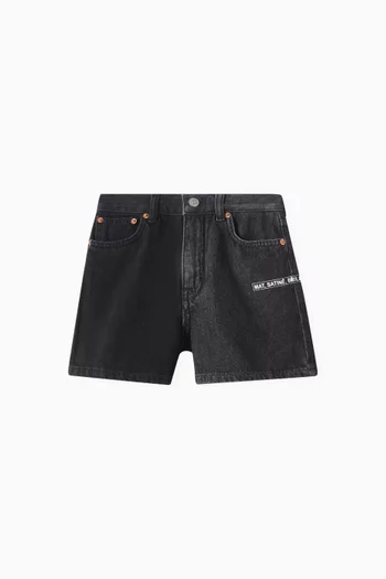Two-tone Shorts in Cotton-denim