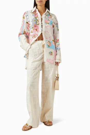 Caroline Wide-leg Pants in Cotton