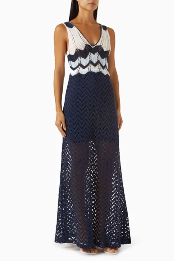 Ginebra Crochet Maxi Dress in Cotton