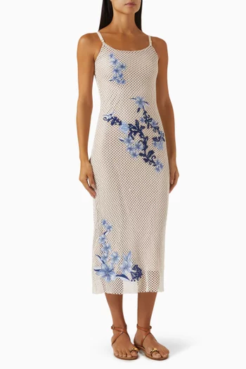 Adelaida Midi Dress in Mesh