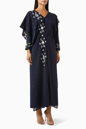 Mirror-embellished Kaftan in Chiffon & Crepe