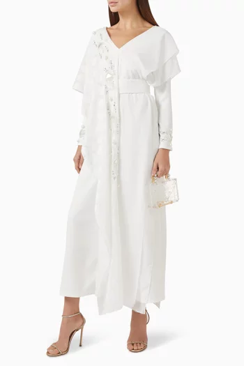 Mirror-embellished Kaftan in Chiffon & Crepe