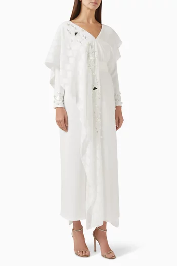 Mirror-embellished Kaftan in Chiffon & Crepe